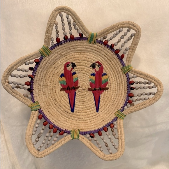 handmade Other - Iraca Palm Woven Basket w/ Huayruro Seeds- from the Amazon Jungle